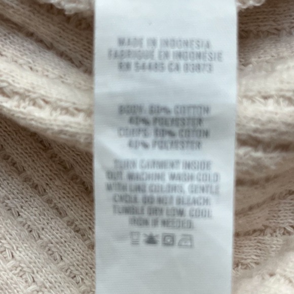 Aerie Anytime Fave Waffle Oversized Button Shirt Womens Medium Cake Batter Cream - Picture 14 of 14